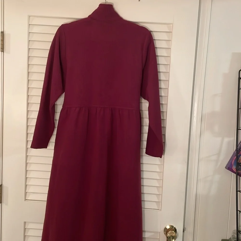 L. L. Bean Rich Burgundy Long Button Down Textured Maxi Sweater Coat Size L